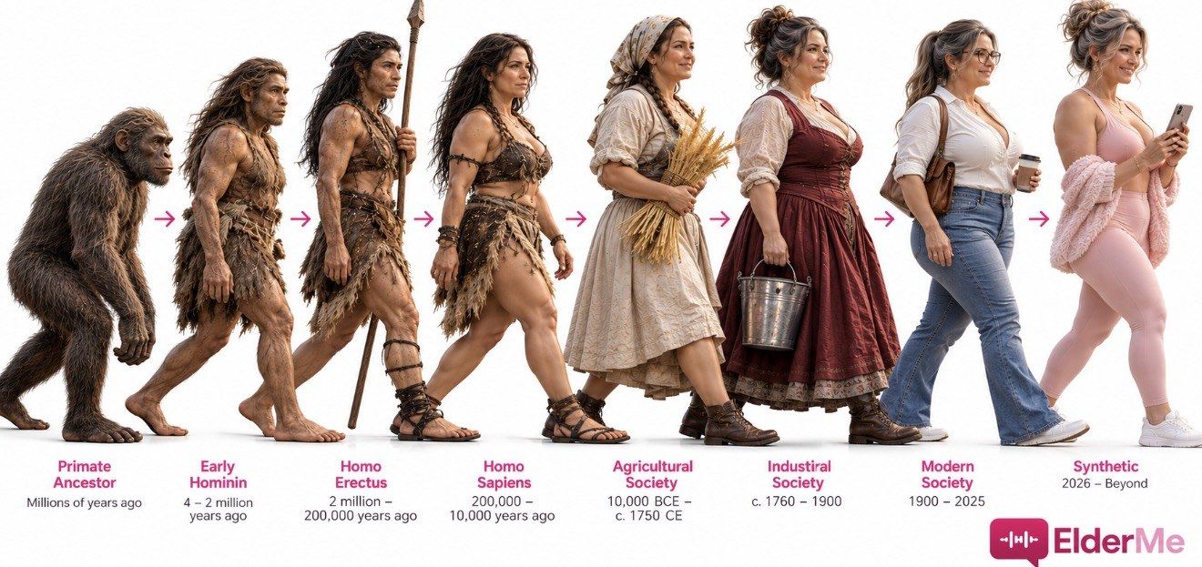 Women through the ages, from our first ancestors to the synthetic woman of 2026